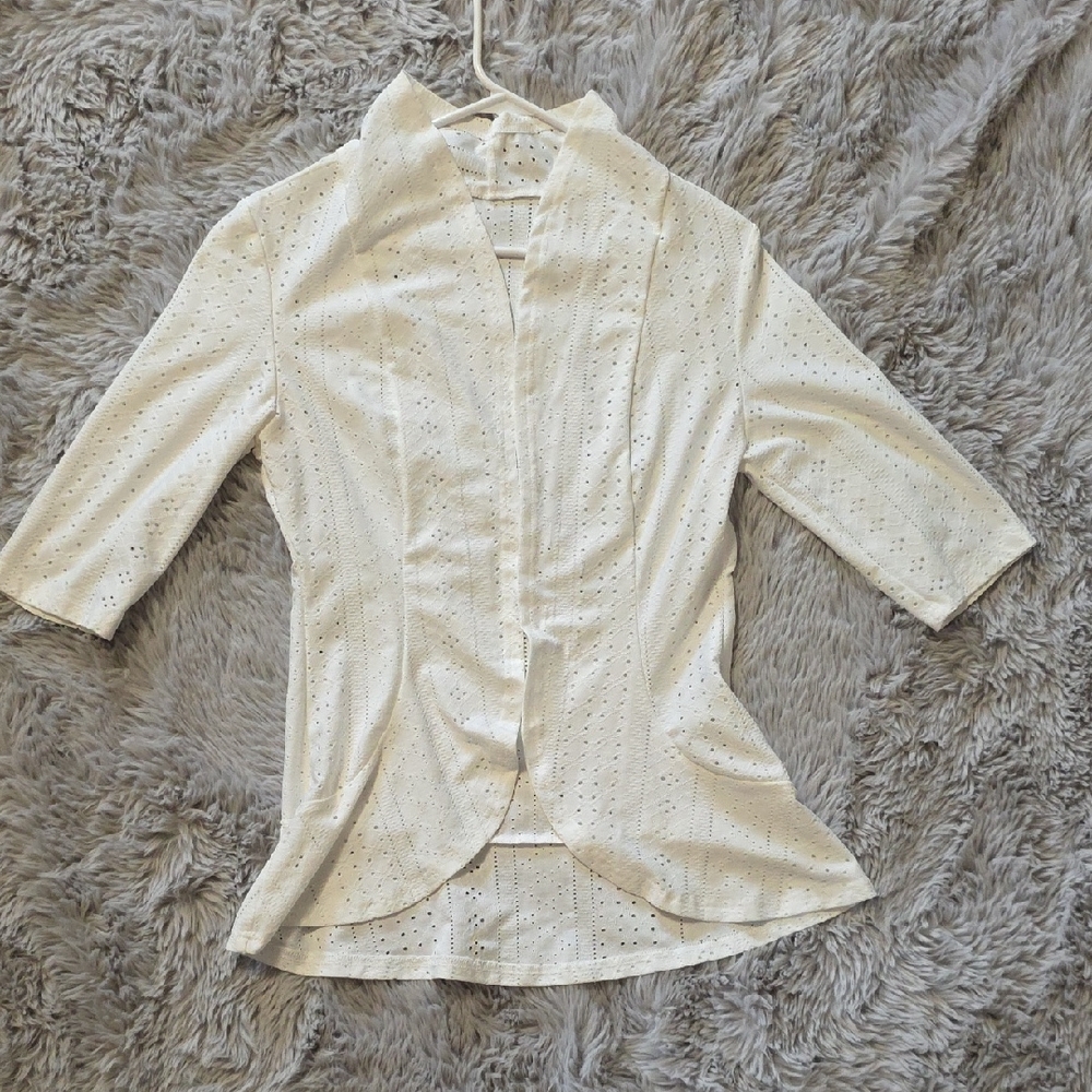 SHEIN White Eyelet Blazer